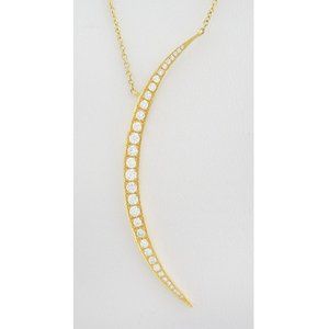 Genuine 0.75 Cts Diamonds Moon Necklace SOLID 14k Yellow Gold
